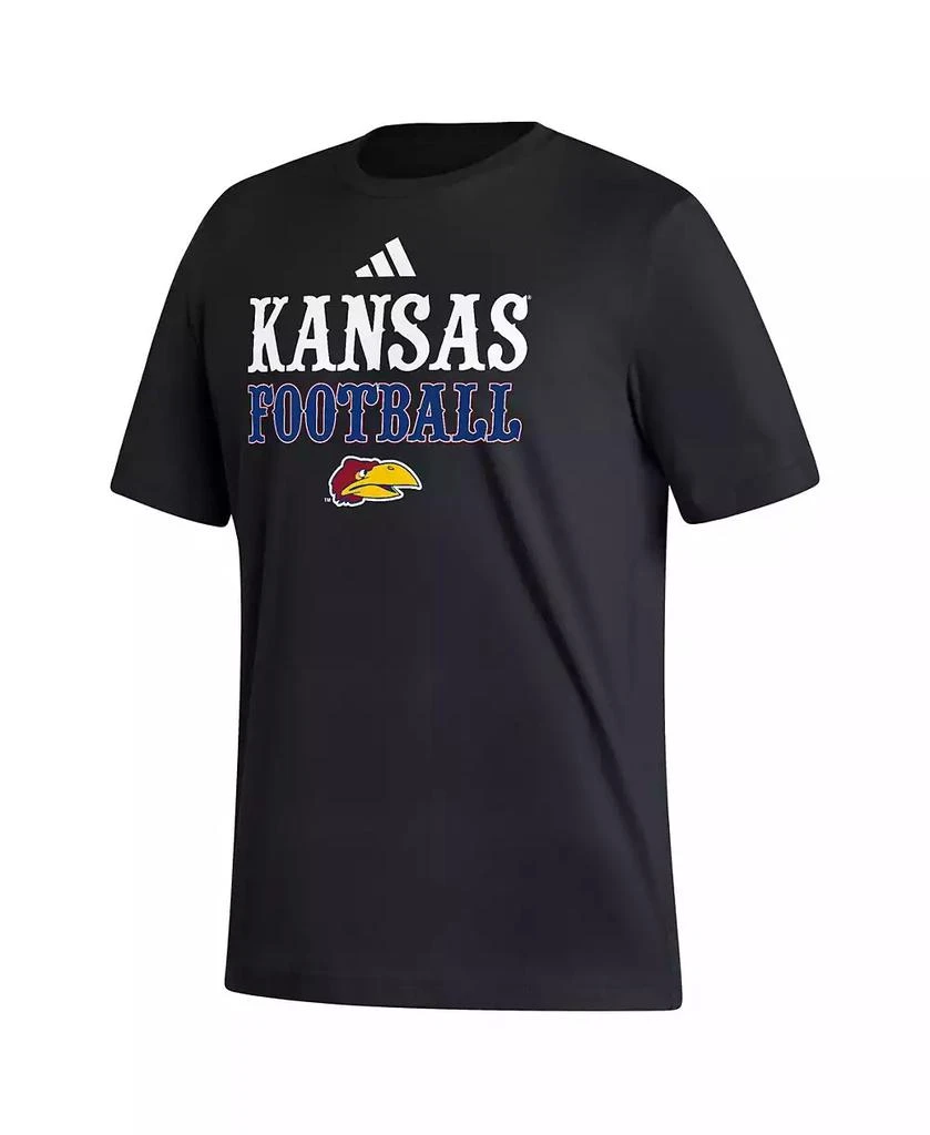 商品Adidas|Men's Black Kansas Jayhawks Football Sideline Strategy T-shirt,价格¥224,第3张图片详细描述