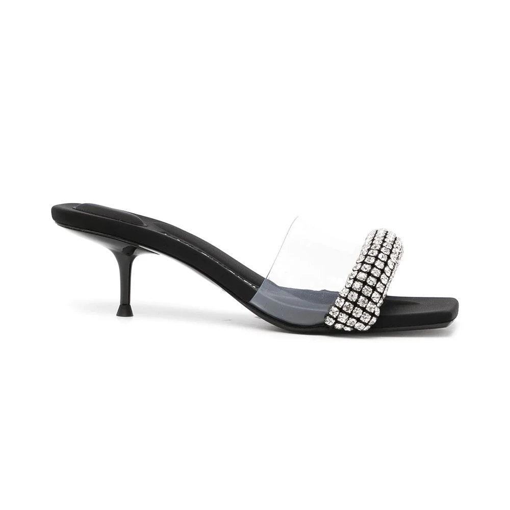 商品Alexander Wang|ALEXANDER WANG 女透明色女士露趾高跟拖鞋 30421S001-001,价格¥2931,第1张图片
