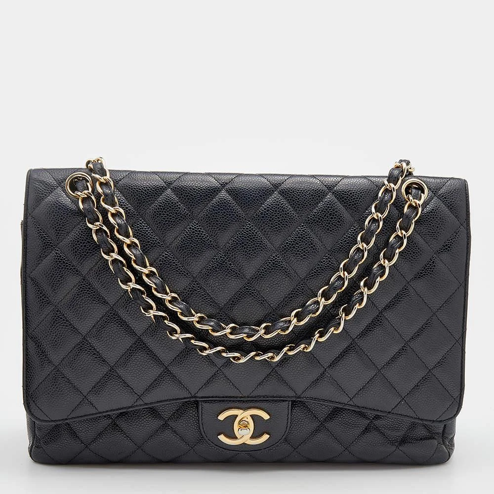商品[二手商品] Chanel|Chanel Black Quilted Caviar Leather Maxi Classic Double Flap Bag,价格¥30197,第1张图片