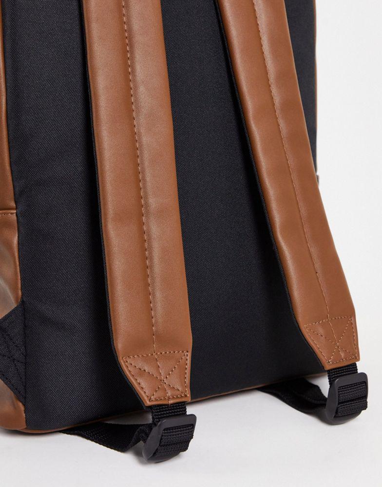 商品ASOS|ASOS DESIGN backpack in brown faux leather,价格¥254,第6张图片详细描述