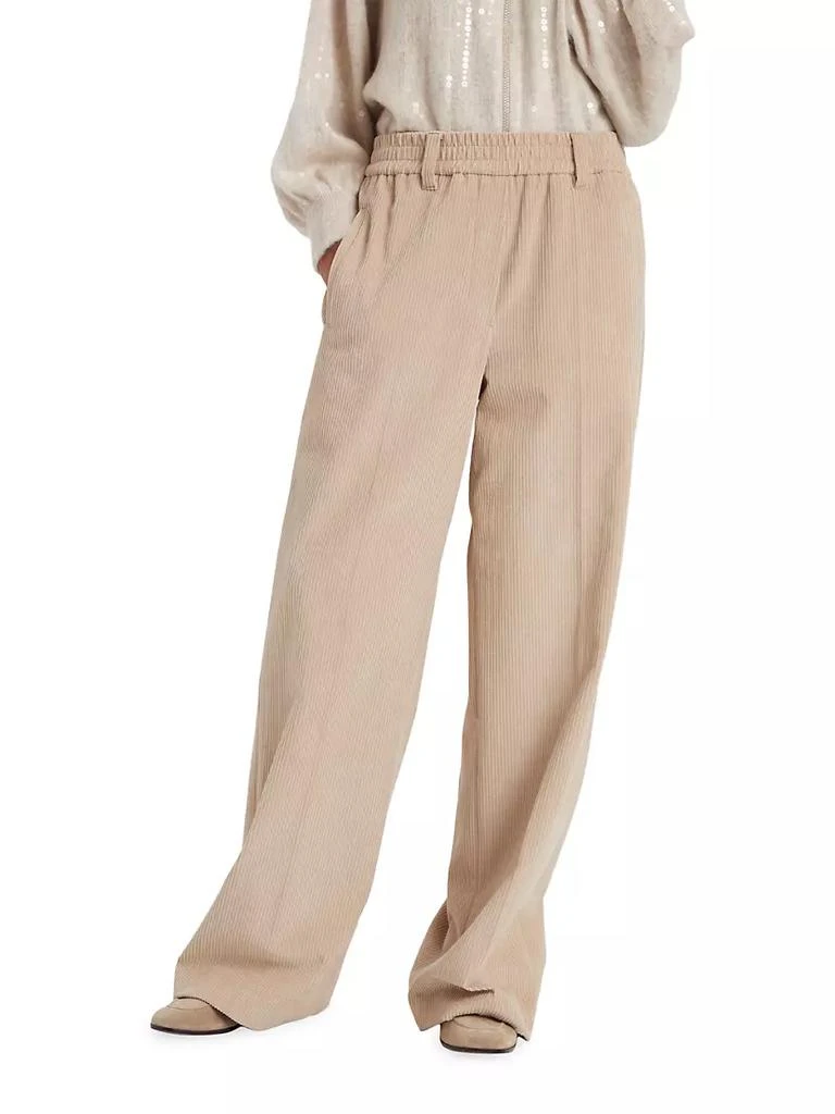 商品Brunello Cucinelli|Comfort Cotton Corduroy Pyjama Style Trousers With Monili,价格¥14723,第2张图片详细描述