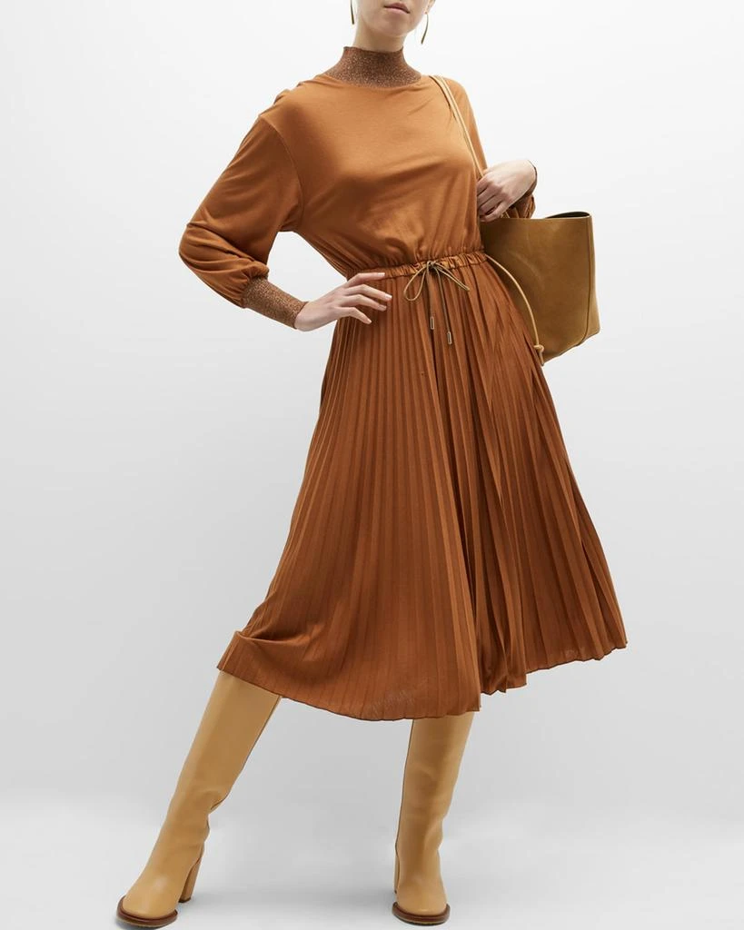 Burda Pleated Mock-Neck Jersey Midi Dress 商品