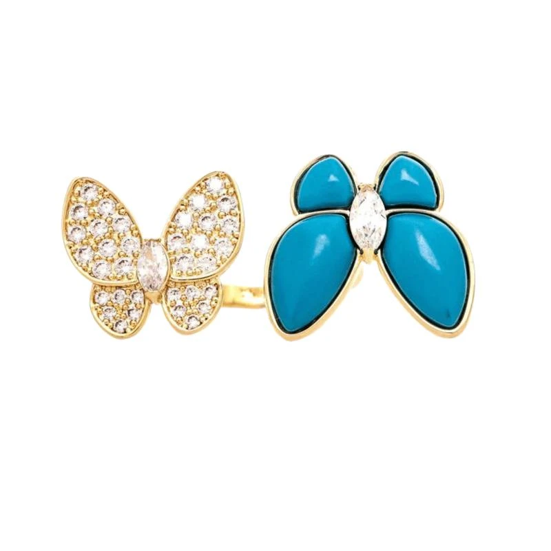 商品Rivka Friedman|Turquoise + Cubic Zirconia Encrusted Butterfly Ring,价格¥529,第1张图片