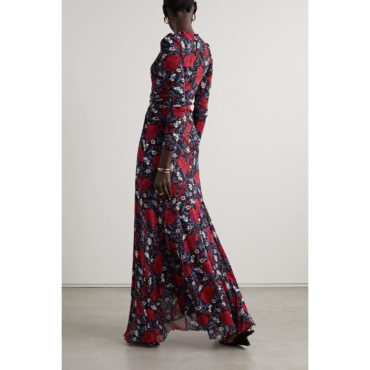 【特惠6.0折】包邮包税【预售7天发货】 DIANE VON FURSTENBERG 23秋冬 女士 连衣裙 Adara 垂坠花卉印花弹力网布超长连衣裙 1647597289317290 DVFDL4Q033PFFFT 商品第4张图片规格展示