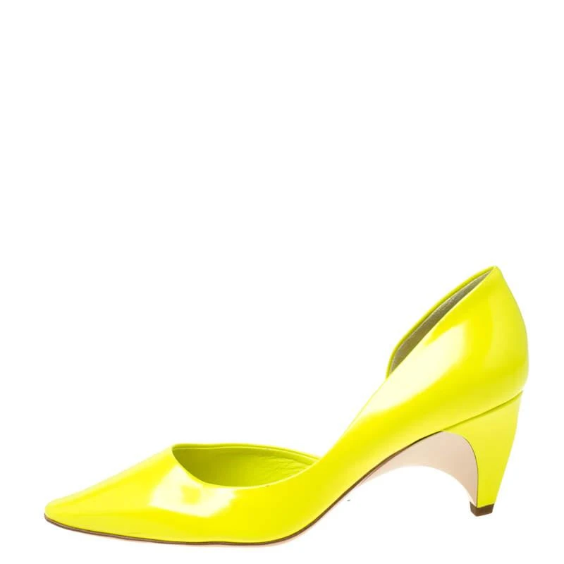 商品[二手商品] Louis Vuitton|Louis Vuitton Flourescent Leather Pointed Toe D'orsay Pumps Size 36,价格¥1404,第2张图片详细描述