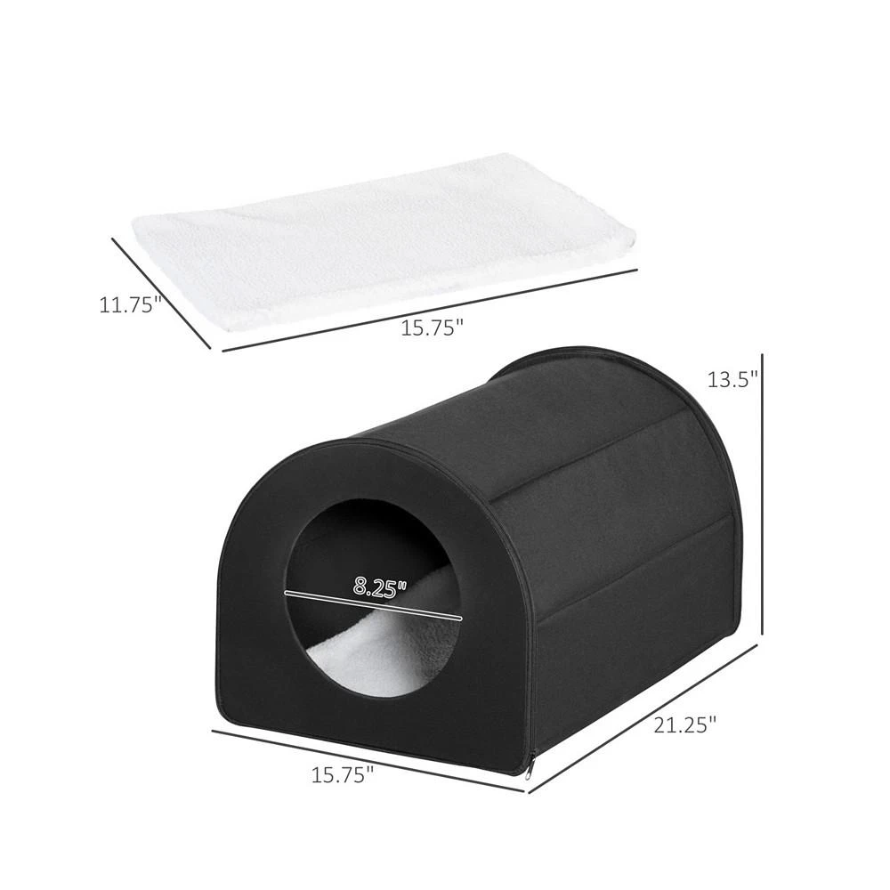 商品PawHut|Heated Pet Cat House Bed Indoor Waterproof Kitty Shelter w/ Cushion,价格¥782,第3张图片详细描述