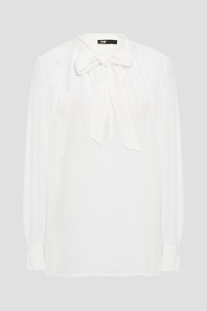 Pussy-bow silk crepe de chine blouse商品第3张图片规格展示