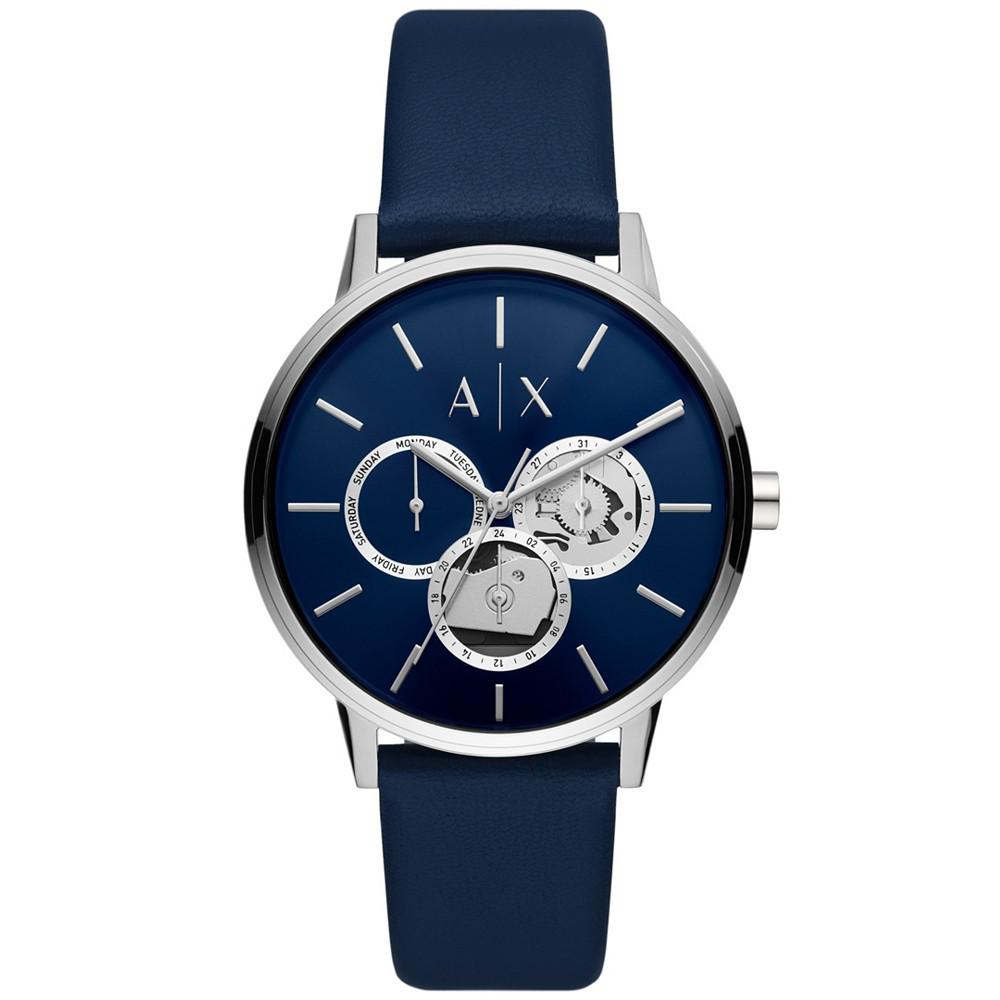 Men's Multifunction Blue Leather Strap Watch商品第1张图片规格展示