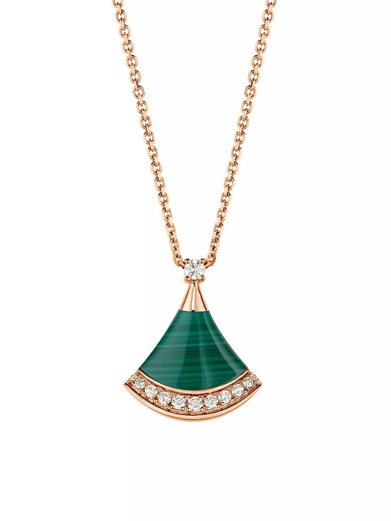 商品BVLGARI|Divas' Dream 18K Rose Gold, Malachite & 0.13 TCW Diamond Pendant Necklace,价格¥28476,第3张图片详细描述