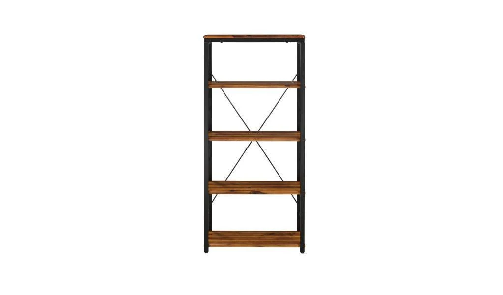 商品Homezia|54" Brown and Black Metal Four Tier Etagere Bookcase,价格¥2250,第2张图片详细描述