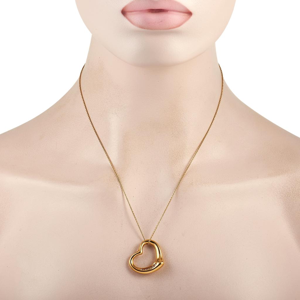 Tiffany & Co. Elsa Peretti 18K Yellow Gold Diamond Heart Necklace商品第2张图片规格展示