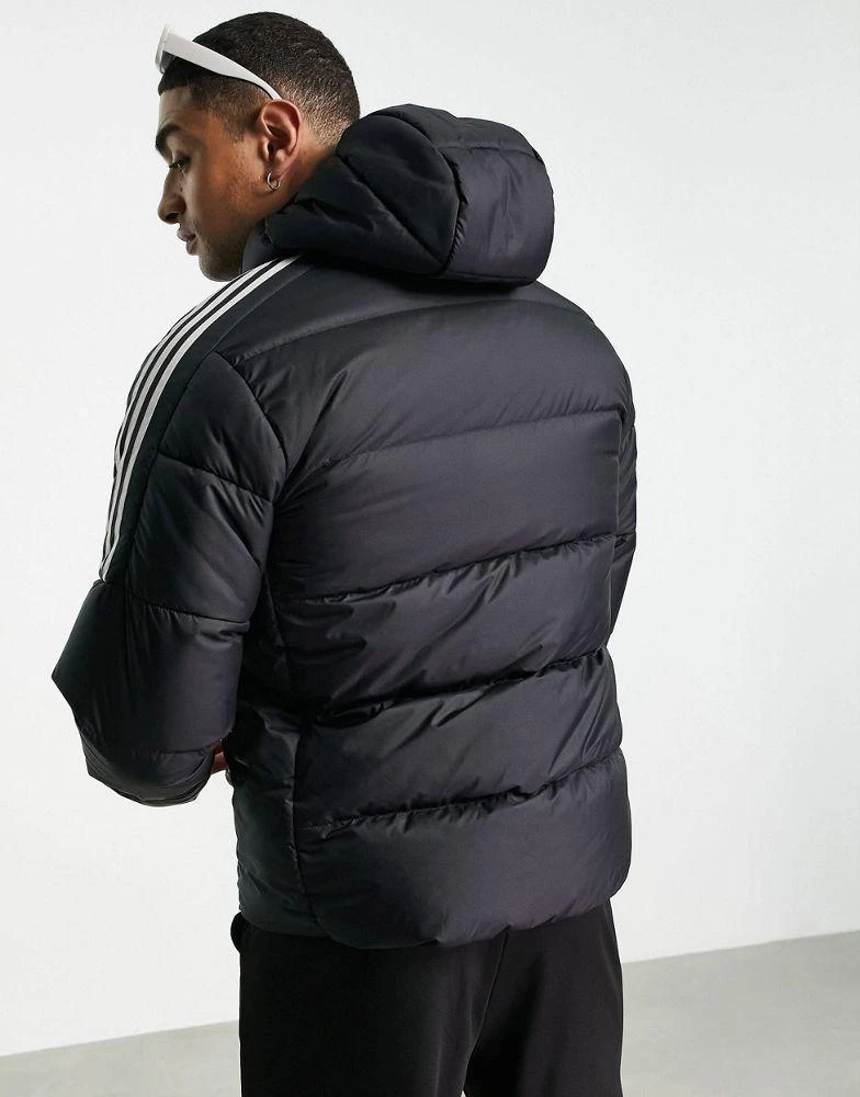 商品Adidas|adidas Outdoor down puffer jacket with hood and three stripes in black,价格¥1076,第2张图片详细描述