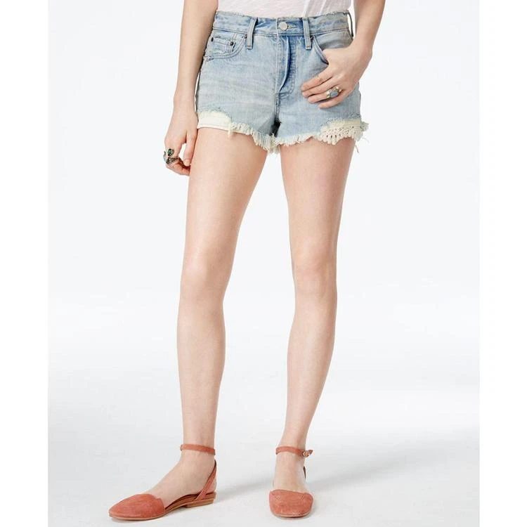 商品Free People|Lace-Trim Denim Cutoff Shorts,价格¥165,第2张图片详细描述