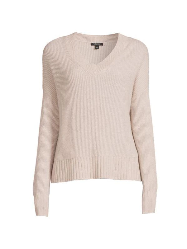 商品Saks Fifth Avenue|Ribbed V Neck Boxy 100% Cashmere Sweater,价格¥488,第4张图片详细描述