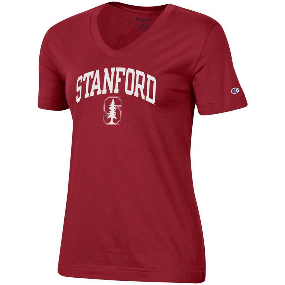 Women's Cardinal Stanford Cardinal University Arch Logo V-Neck T-shirt商品第3张图片规格展示