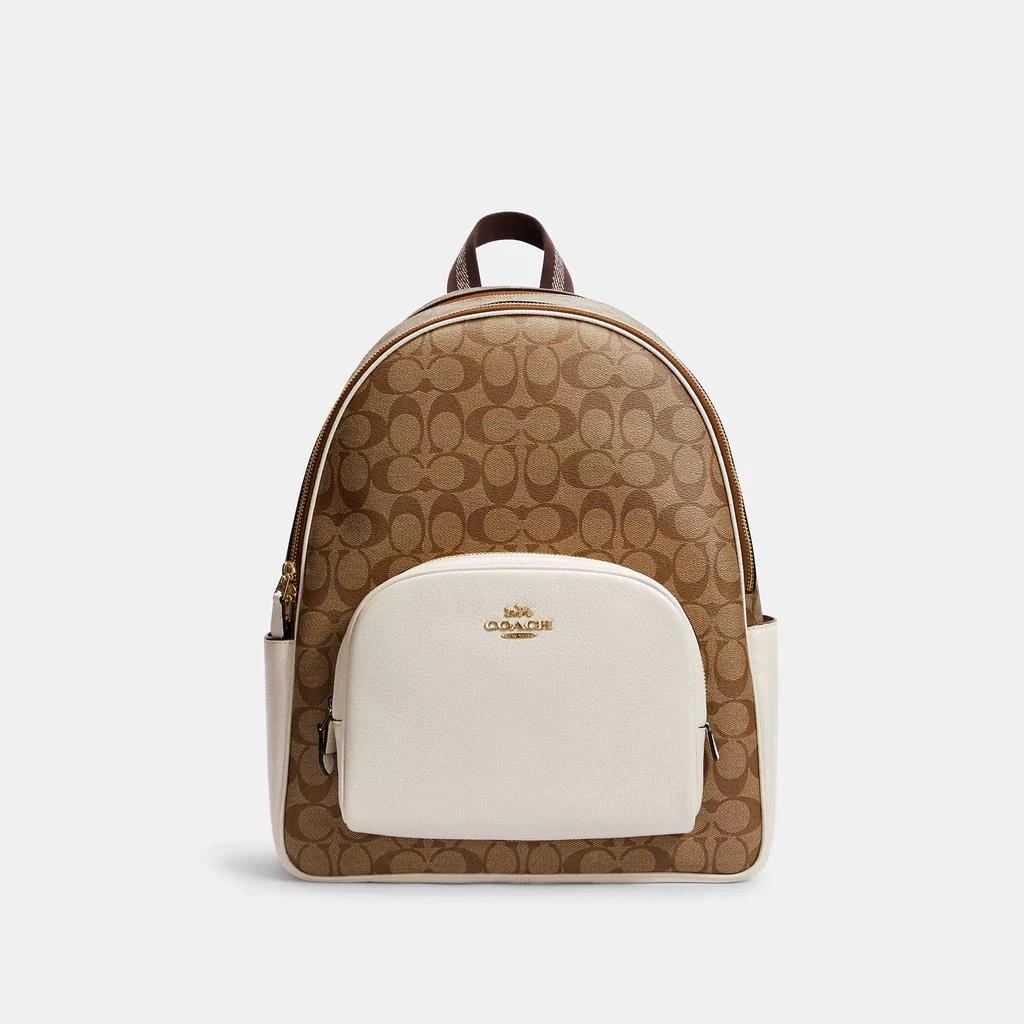 商品Coach|Coach Outlet Large Court Backpack In Signature Canvas,价格¥1761,第1张图片