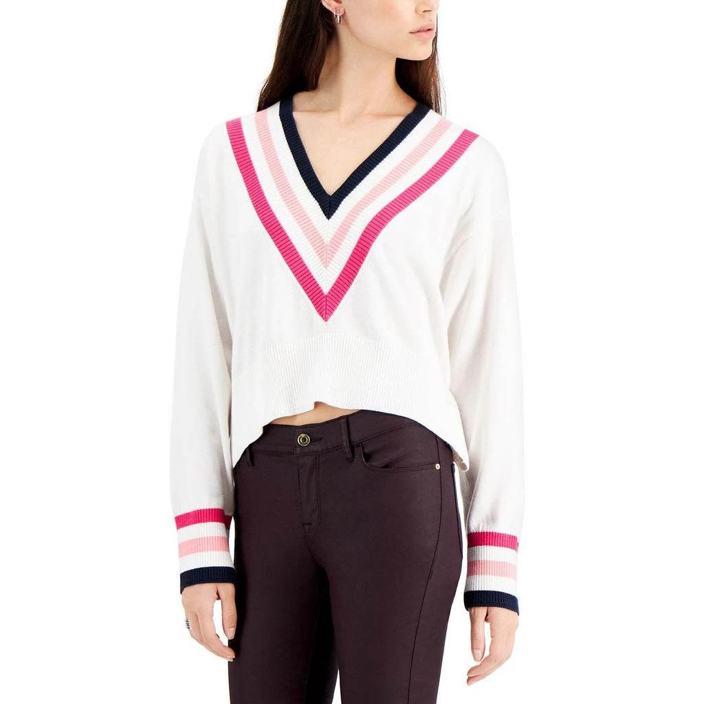 商品Tommy Hilfiger|Tommy Hilfiger Womens V Neck Cropped Crop Sweater,价格¥89,第3张图片详细描述