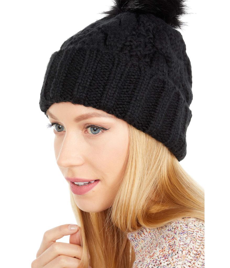 商品UGG|Knit Cable Beanie with Faux Fur Pom,价格¥357-¥400,第6张图片详细描述