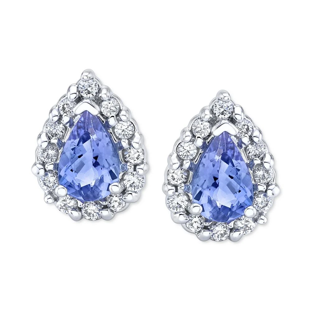 商品Macy's|Tanzanite (7/8 ct. t.w.) & Diamond (1/4 ct. t.w.) Halo Stud Earrings in 14k White Gold,价格¥8140,第2张图片详细描述