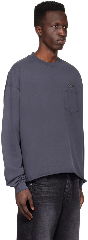 Gray Cotton Long Sleeve T-Shirt商品第2张图片规格展示