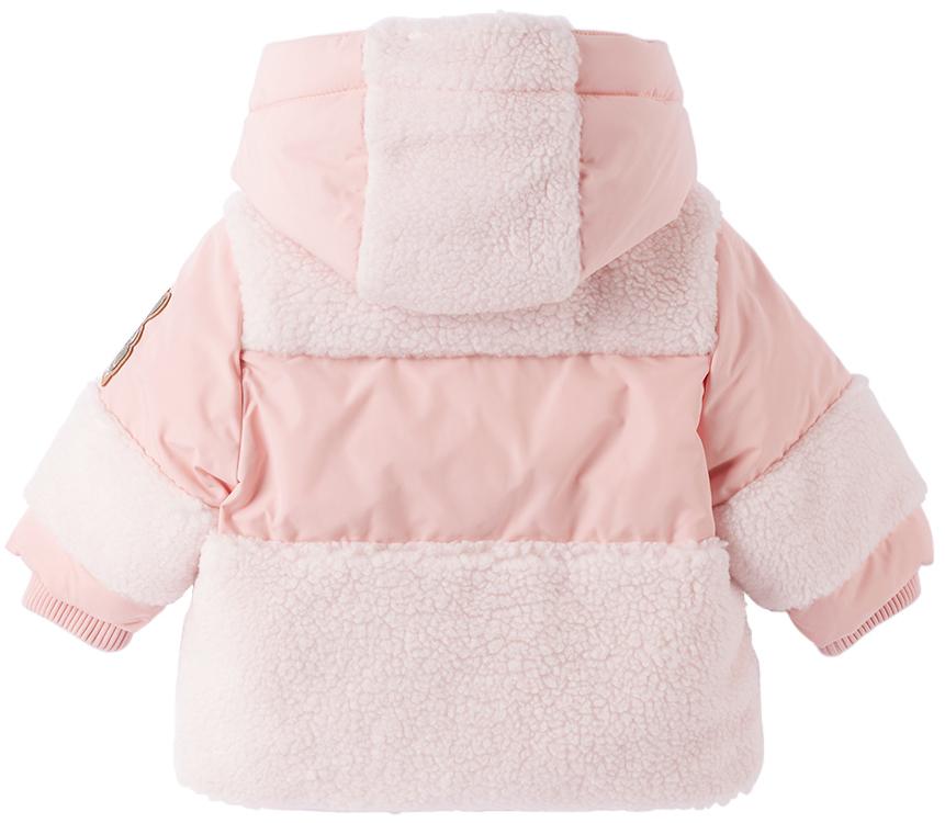Baby Pink Paneled Down Jacket商品第2张图片规格展示