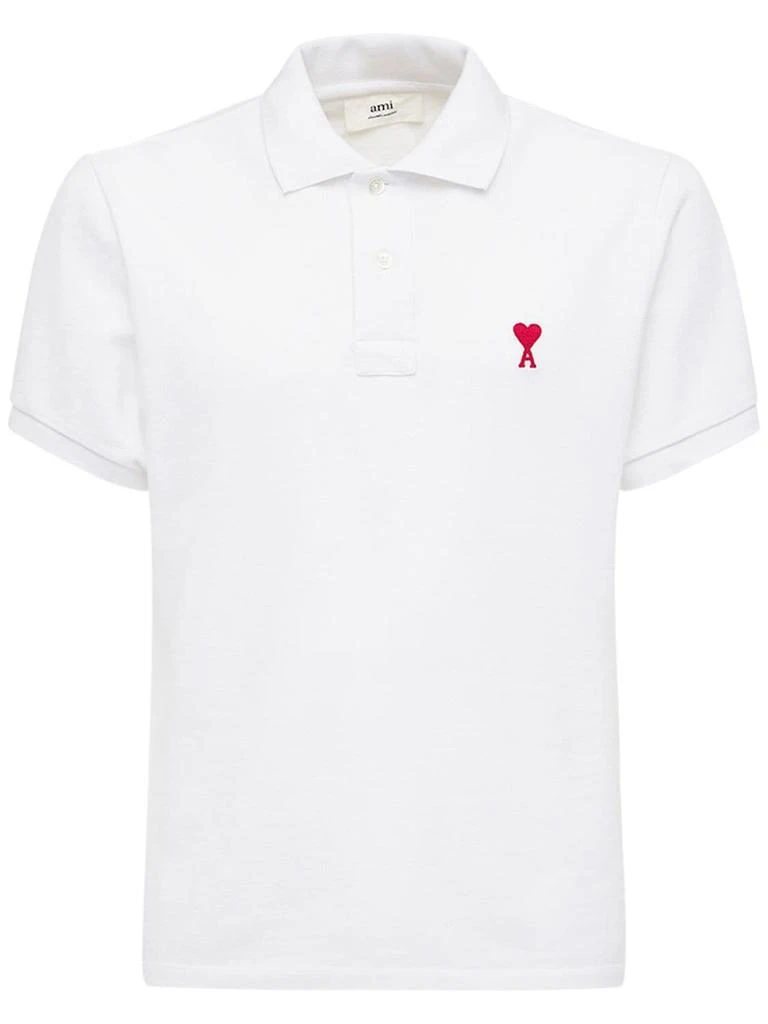 商品AMI|Embroidered Logo Cotton Pique Polo,价格¥1417,第1张图片