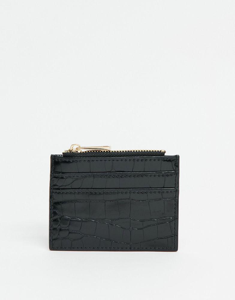 ASOS DESIGN coin purse and cardholder in black croc商品第1张图片规格展示
