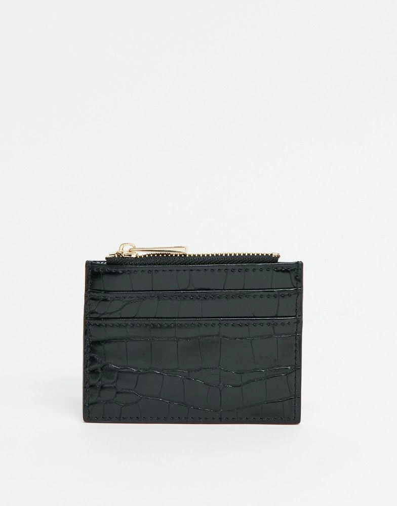 商品ASOS|ASOS DESIGN coin purse and cardholder in black croc,价格¥47,第1张图片