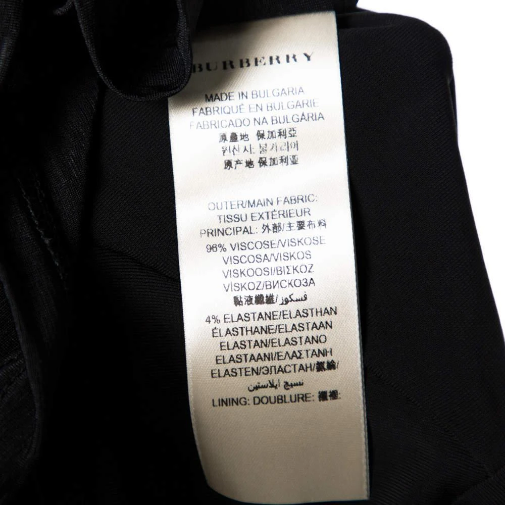 Burberry Black Stretch Knit Ruched V-Neck Top S 商品
