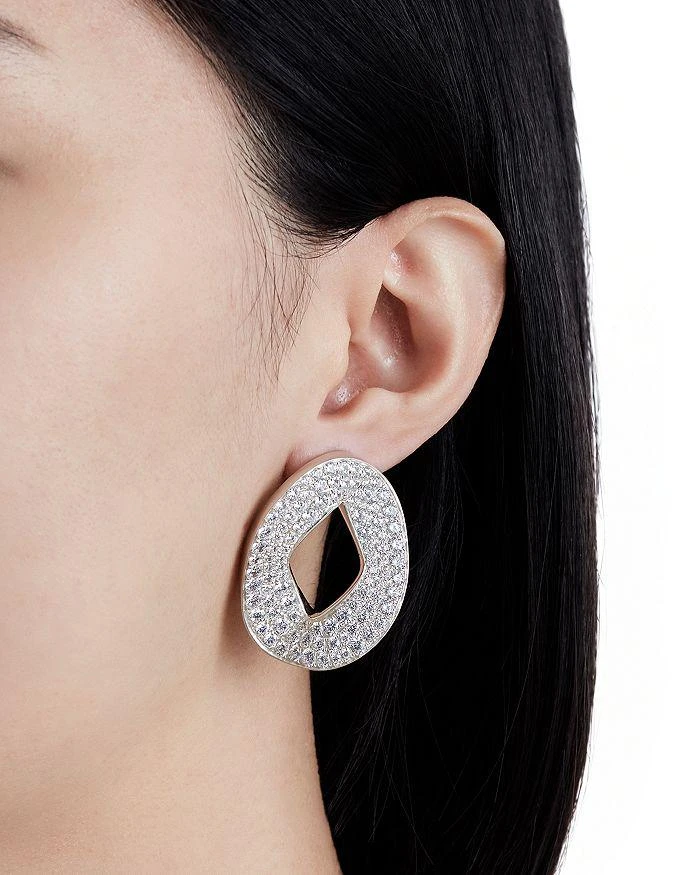 商品Yun Yun Sun|Linda Pavé Twist Circle Drop Earrings in 14K White Gold Plated ,价格¥650,第2张图片详细描述
