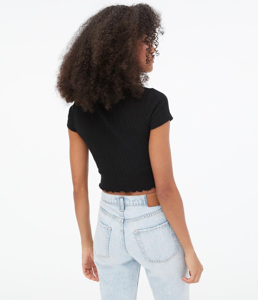 商品Aeropostale|Aeropostale Women's Pointelle Notch-Neck Shrunken Tee,价格¥30,第6张图片详细描述