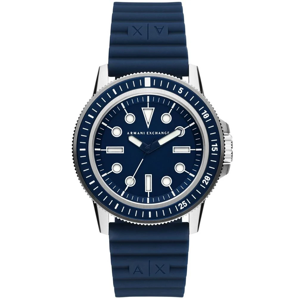 商品Armani Exchange|Men's Three-Hand Blue Silicone Strap Watch 42mm,价格¥1123,第1张图片