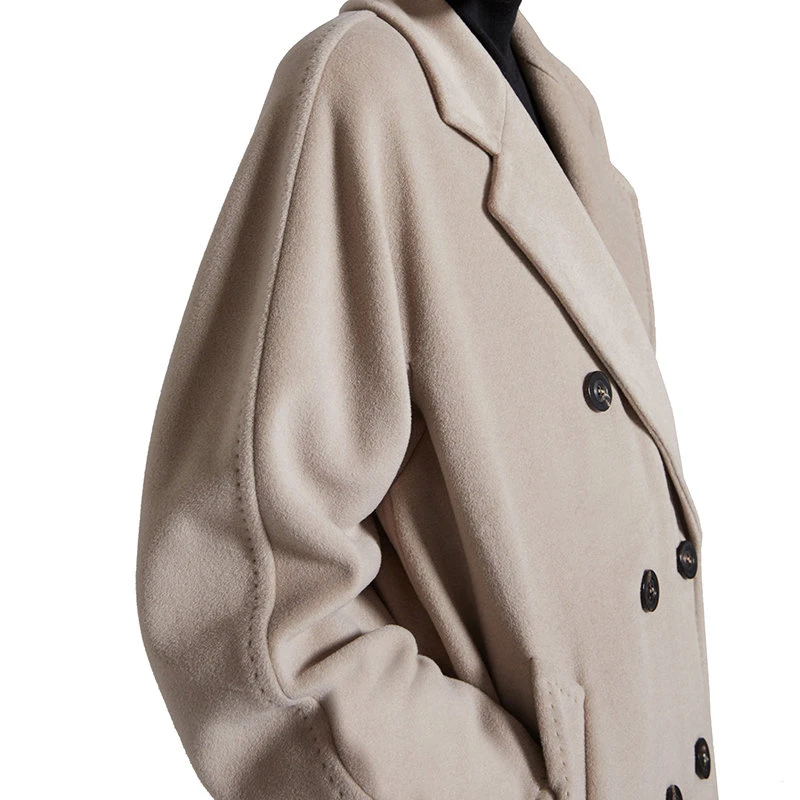 商品Max Mara|【预售3-7天】麦丝玛拉 22年秋冬新款 MADAME系列 女士米色高级定制明线饰面初剪羊毛大��衣1018012906002,价格¥17650,第6张图片详细描述
