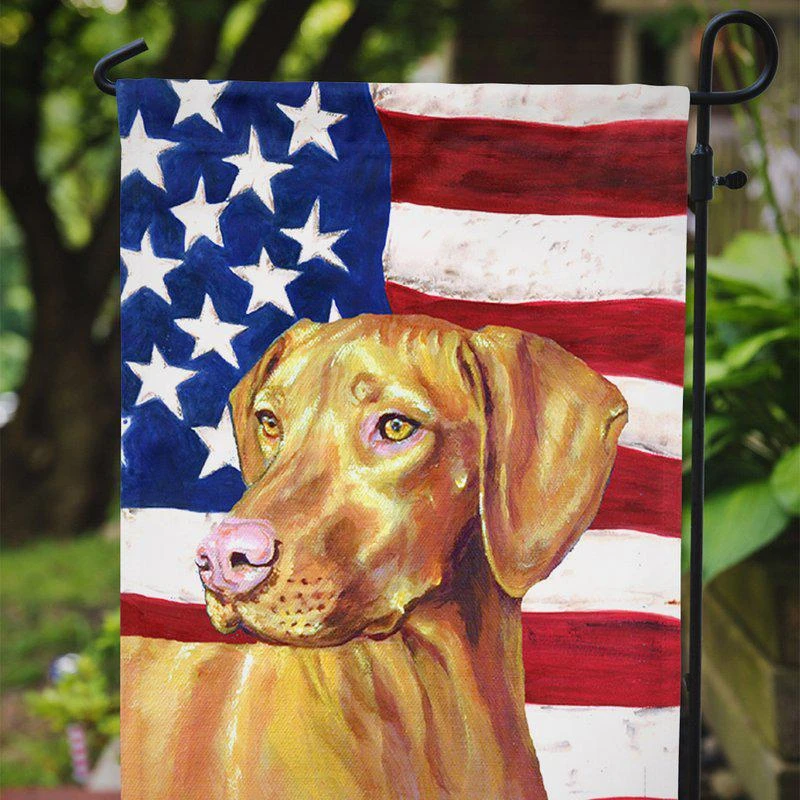 商品Caroline's Treasures|USA American Flag with Vizsla Garden Flag 2-Sided 2-Ply,价格¥137,第2张图片详细描述