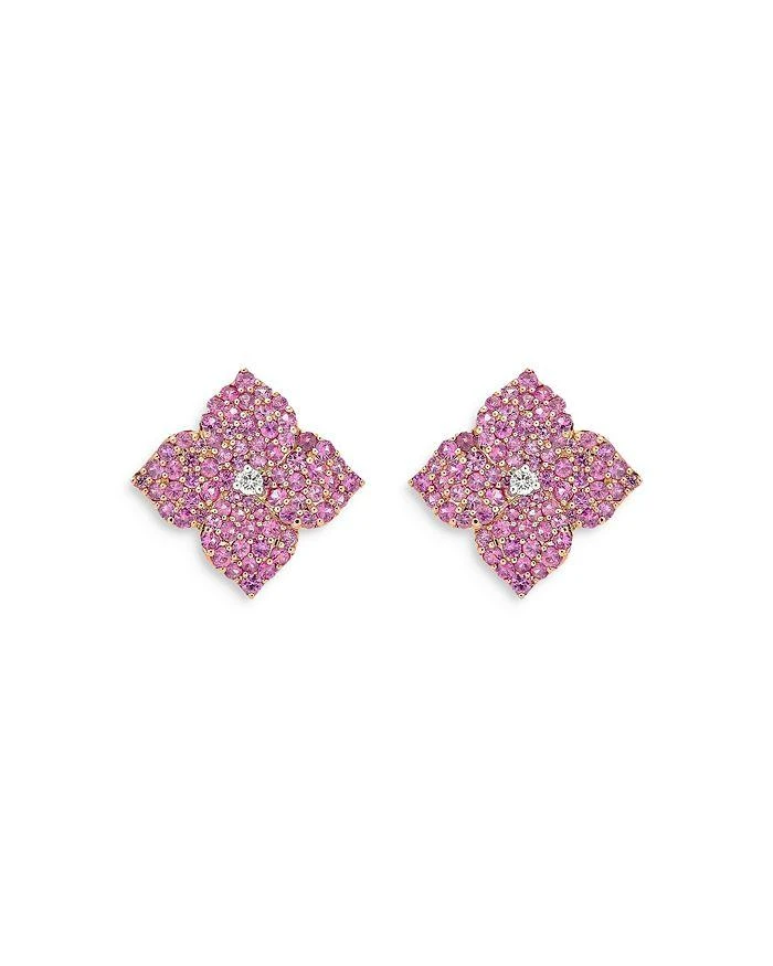 商品Piranesi|18K Rose Gold Large Fiore Earrings with Pink Sapphires and Diamonds,价格¥44015,第1张图片详细描述