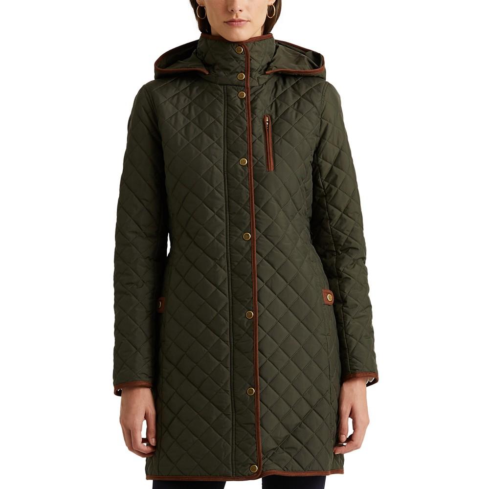 Women's Faux-Suede-Trim Quilted Coat, Created for Macy's商品第2张图片规格展示