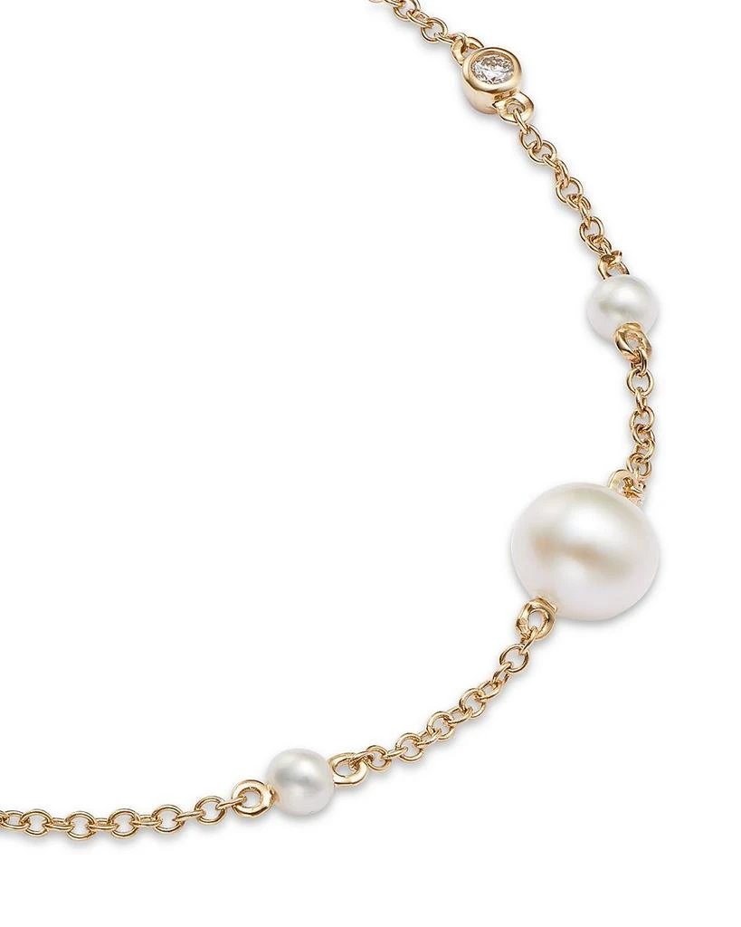 14K Yellow Gold Cultured Freshwater Pearl & Diamond Station Link Bracelet 商品