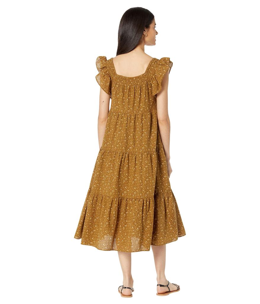 Ruffle-Sleeve Tiered Midi Dress in Daisy Stitch商品第2张图片规格展示