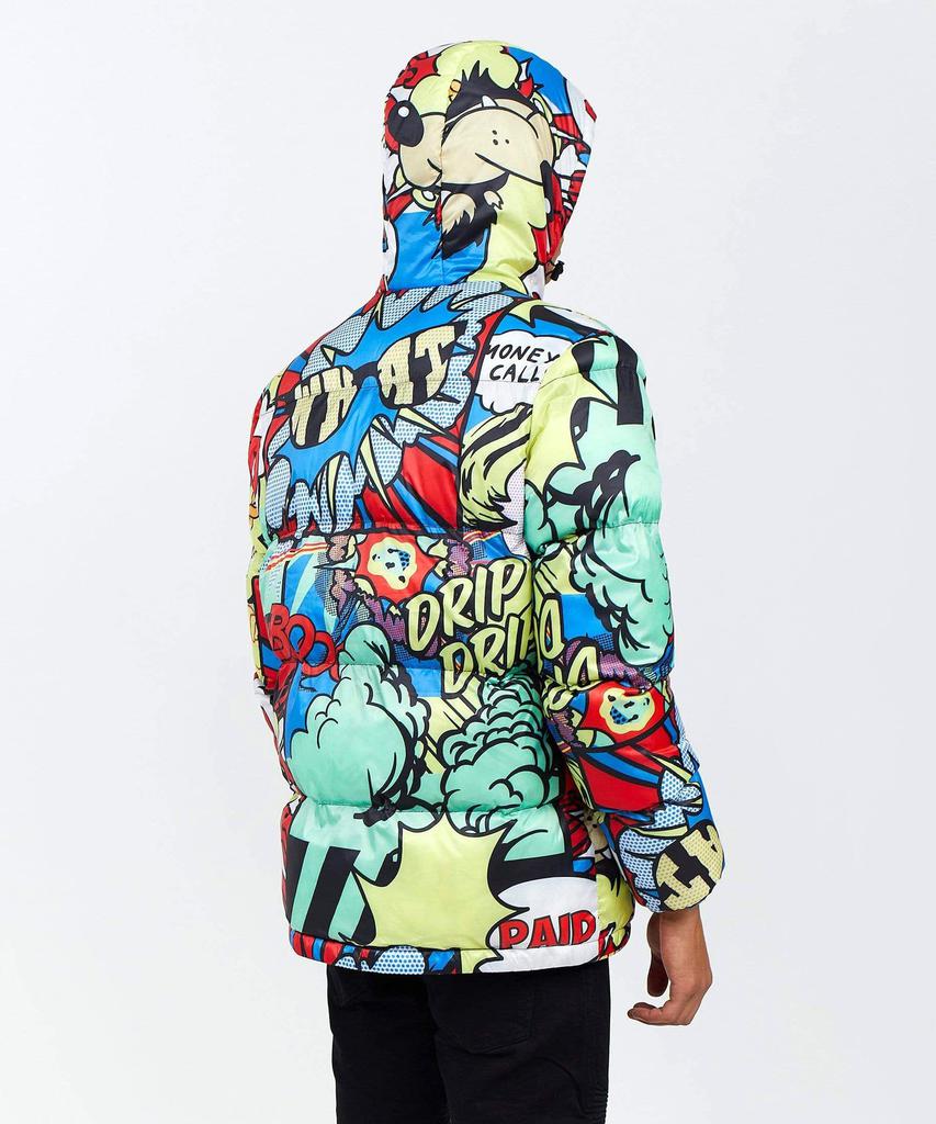 Comic Allover Print Hooded Puffer Jacket商品第6张图片规格展示