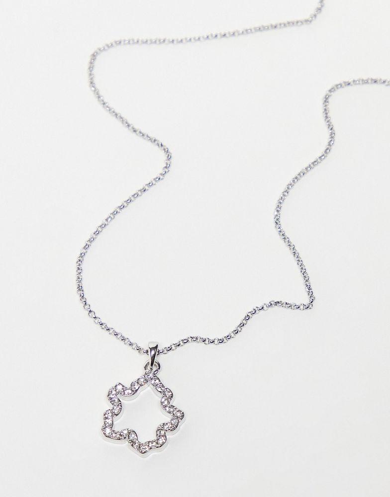 Ted Baker Crishla necklace in silver with cut out magnolia crystal pendant商品第2张图片规格展示