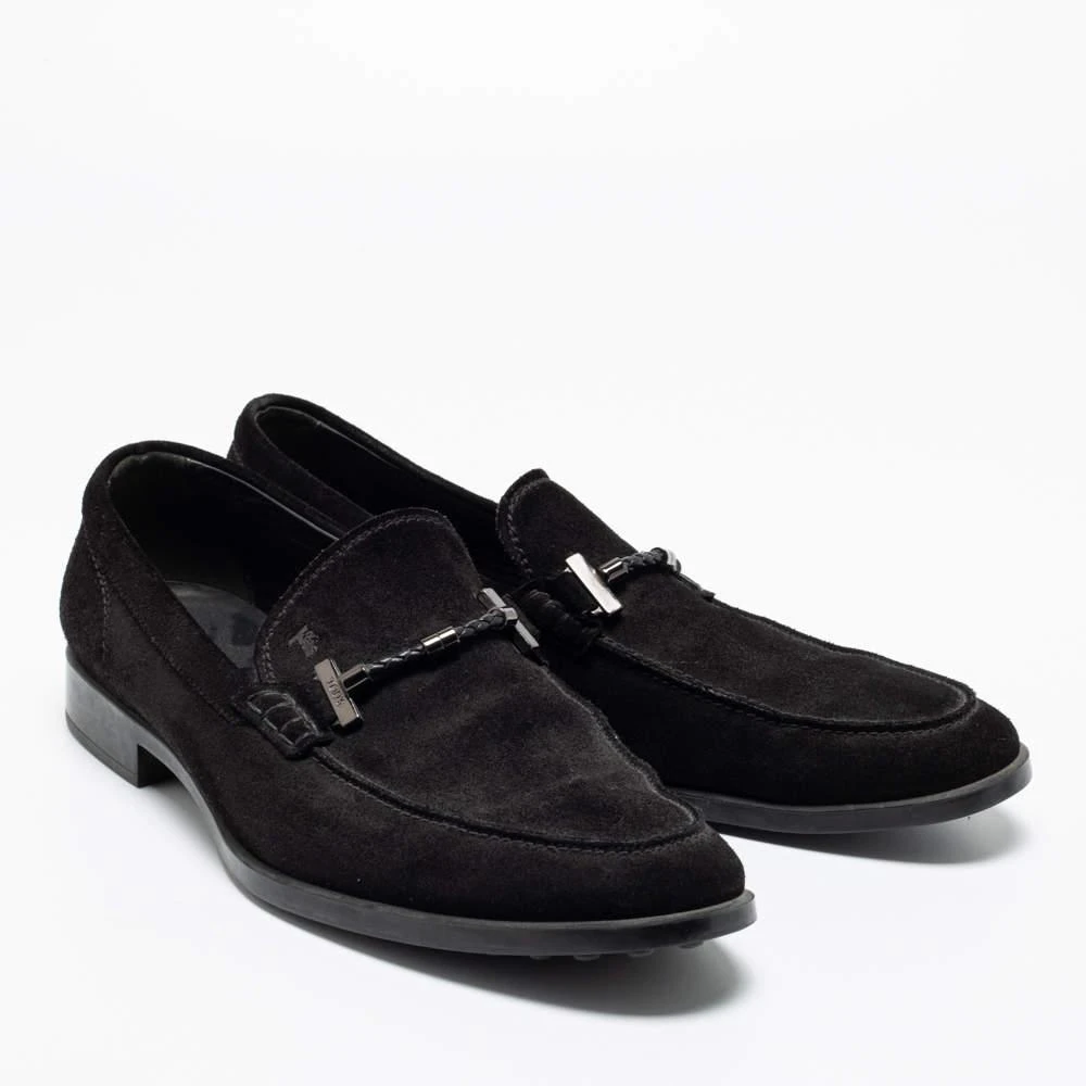 商品[二手商品] Tod's|Tod's Black Suede Buckle Slip-On Loafers Size 43,价格¥805,第4张图片详细描述