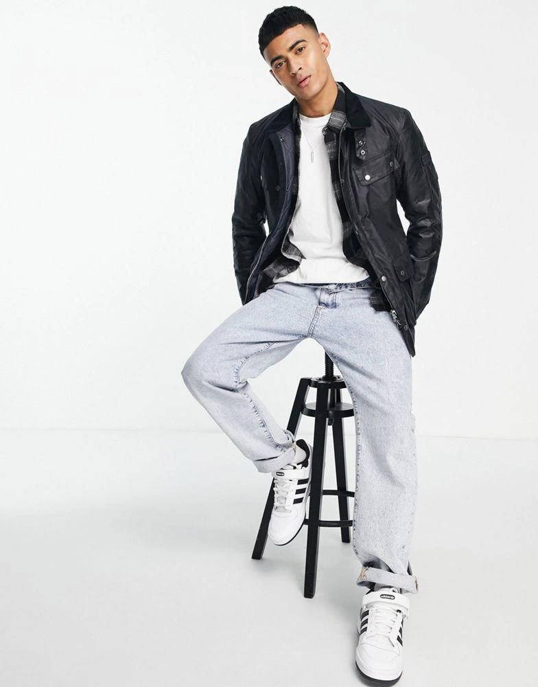 商品Barbour|Barbour International Duke slim fit wax jacket navy,价格¥1323,第3张图片详细描述