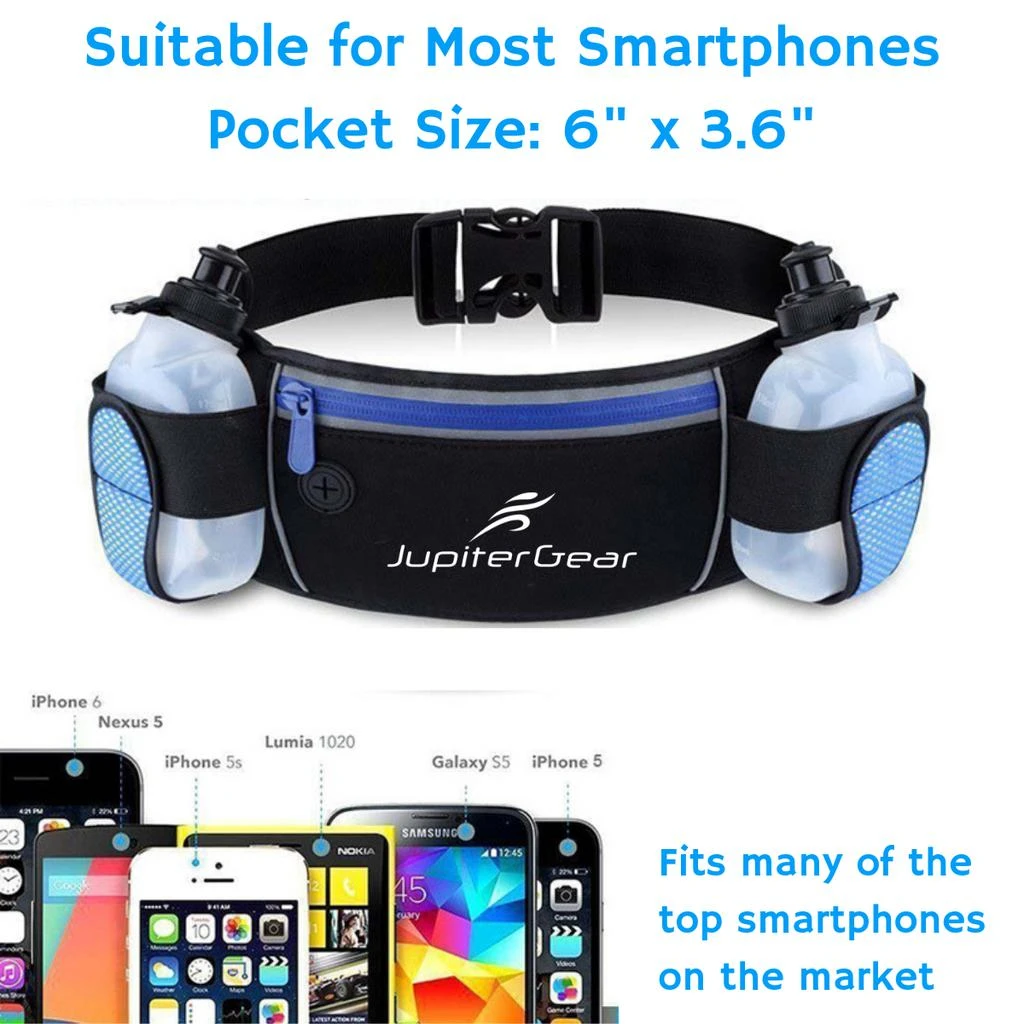 商品Jupiter Gear|Running Hydration Belt Waist Bag with Water-Resistant Pockets and 2 Water Bottles,价格¥238,第3张图片详细描述