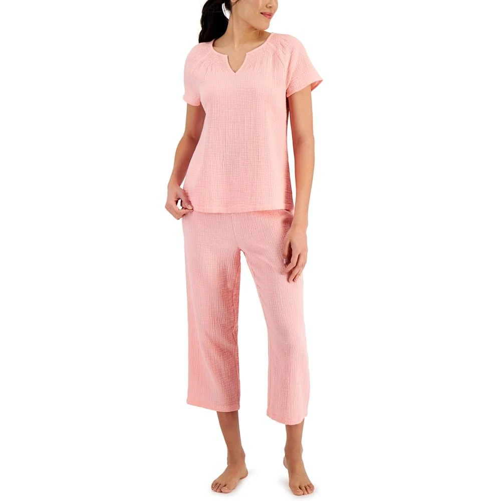 商品Charter Club|Cotton Gauze Cropped Pajama Set, Created for Macy's,价格¥203,第1张图片