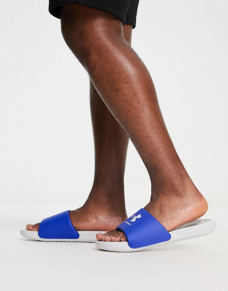 商品Under Armour|Under Armour Ansa Fix sliders in grey and blue,价格¥157,第2张图片详细描述