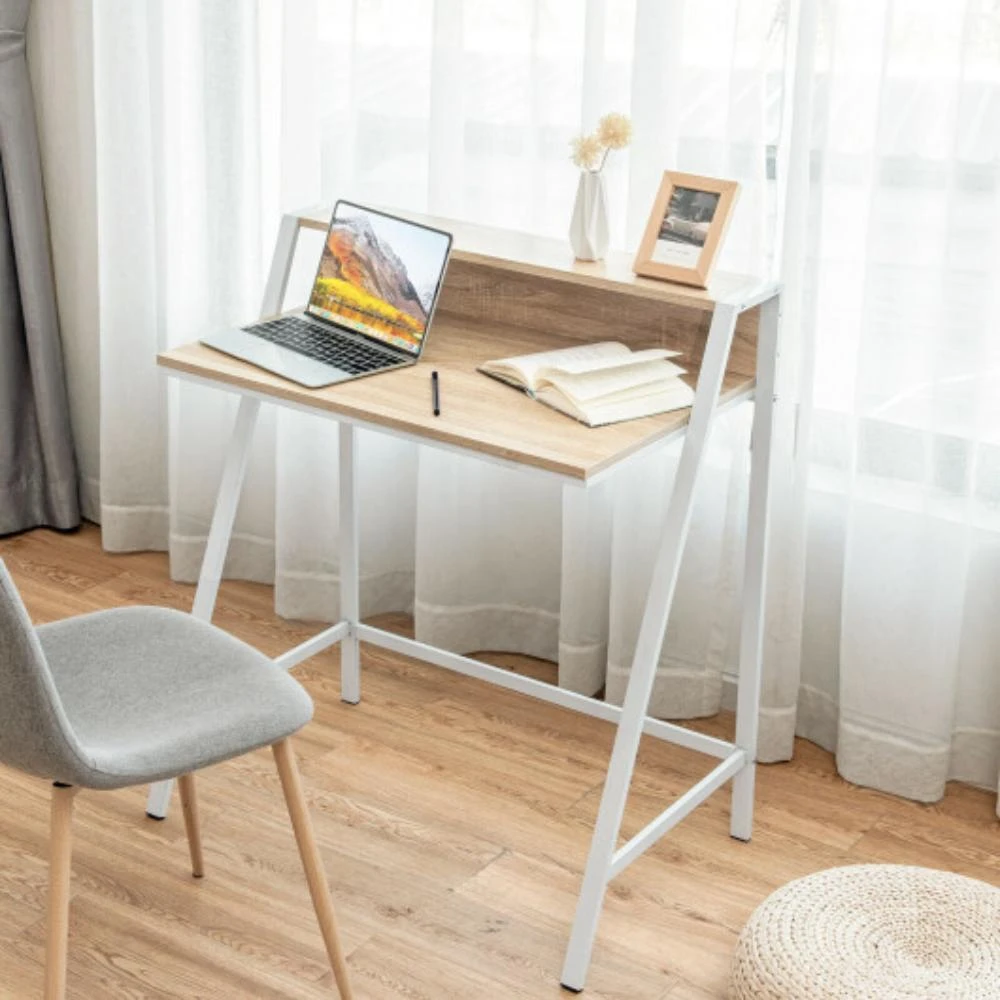 商品Hivvago|2 Tier Computer Desk PC Laptop Table Study Writing Home Office Workstation New-Natural,价格¥677,第2张图片详细描述