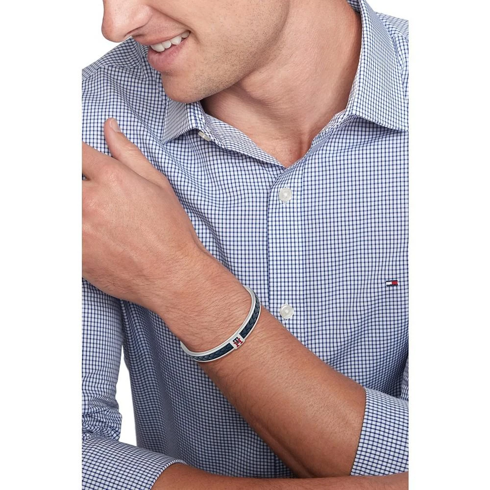 商品Tommy Hilfiger|Men's Braided Blue Leather and Stainless Steel Bracelet,价格¥559,第2张图片详细描述