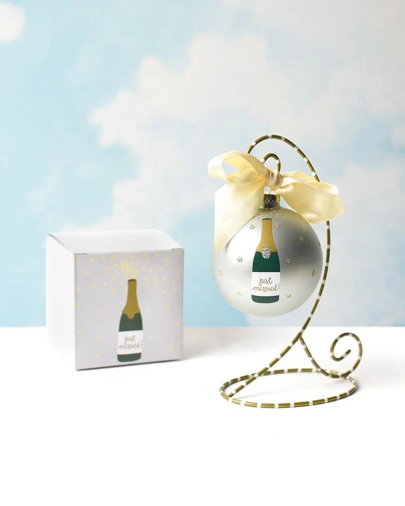 商品Coton Colors|Just Married Champagne Christmas Ornament with Stand, Personalized,价格¥391,第1张图片