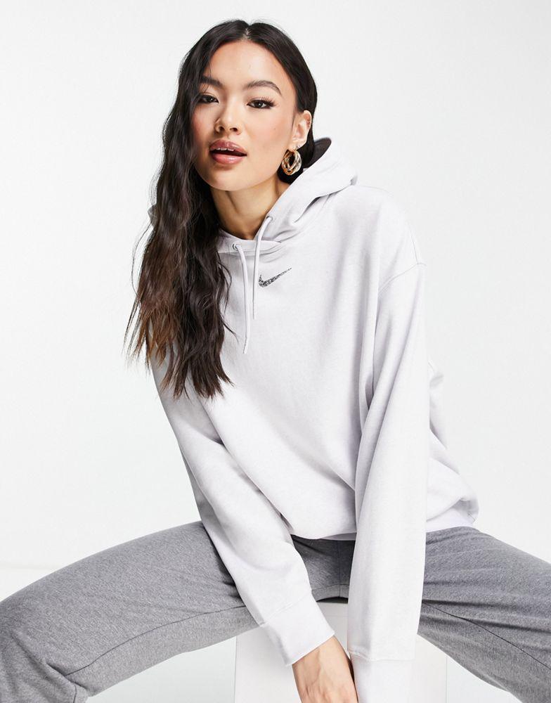 商品NIKE|Nike Lounge essential fleece oversized hoodie in grey marl,价格¥241,第5张图片详细描述