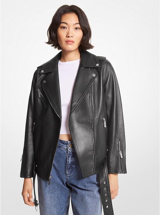 商品Michael Kors|Belted Leather Biker Jacket,价格¥3688,第1张图片